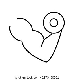 Icono de línea de brazo. Símbolo de esquema de alta calidad para diseño web o aplicación móvil. Firma de línea delgada para el logotipo de diseño. Pictograma de contorno negro sobre fondo blanco