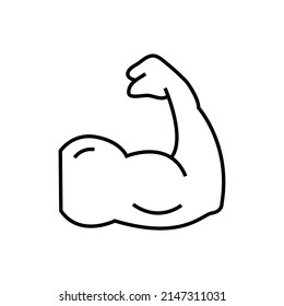 Arm Line Icon Isolated On White Background. Arm Muscles Outline Icon Vector.