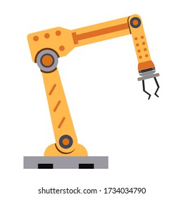 Arm mechanical conveyor, hydraulic engineering mechanic, automatic robot, automation system tool for factory. Vector illustration