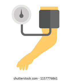 
Arm With Mercurial Sphygmomanometer To Measure Blood Pressure, Bp Monitor Flat Icon 
