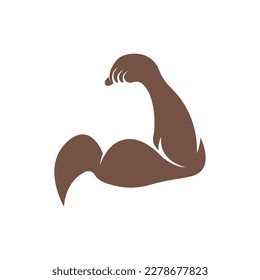 Arm muscle silhouette logo biceps icon vector illustration