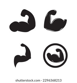 Arm muscle silhouette logo biceps icon vector illustration
