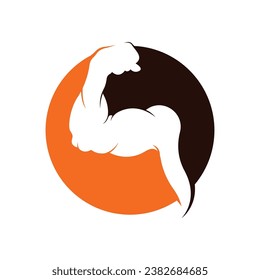 Arm muscle silhouette logo biceps icon vector illustration