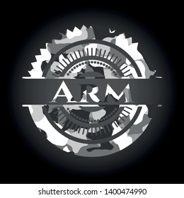 Arm on grey camo pattern