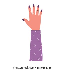 arm with one hand and purple nails vector illustration design