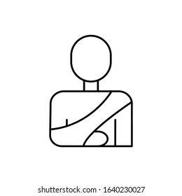 Arm patient icon. Simple line outline vector orthopedics icons for ui and ux website or mobile application