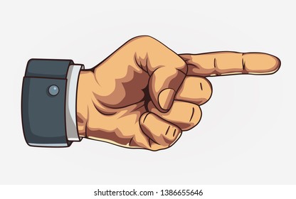 Arm pointing direction. Drawn forefinger. Clean vector illustration.