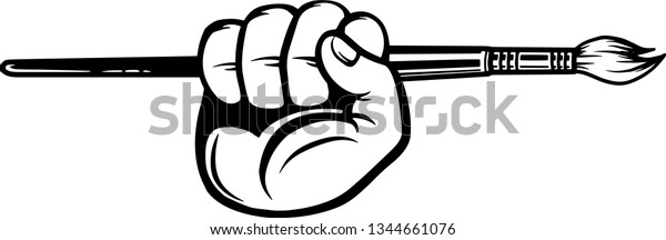 Arm Raised Hand Holding Artist Paint Stock Vector (Royalty Free ...