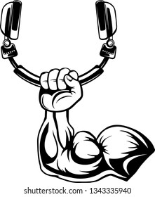Arm Raised Up With Hand Holding Audio Headphones