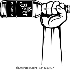 Arm Raised Up With Hand Holding Beer 