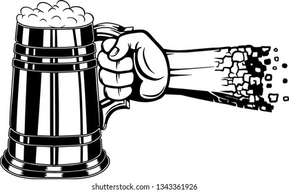 Arm Raised Up With Hand Holding Beer 