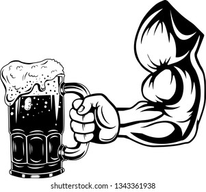 Arm Raised Up With Hand Holding Beer 