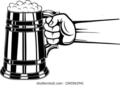 Arm Raised Up With Hand Holding Beer 