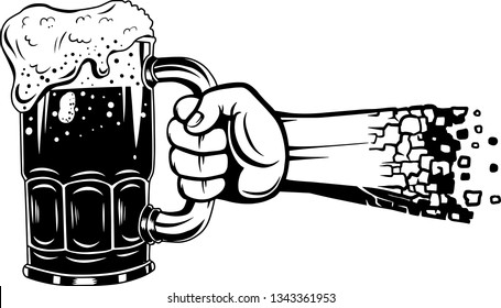 Arm Raised Up With Hand Holding Beer 