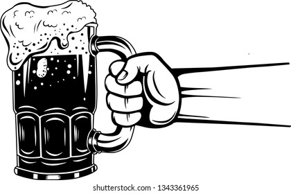 Arm Raised Up With Hand Holding Beer 