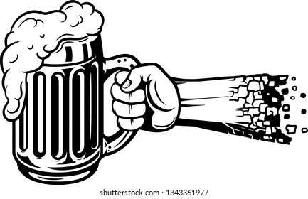 Arm Raised Up With Hand Holding Beer 
