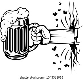 Arm Raised Up With Hand Holding Beer 