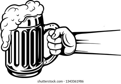 Arm Raised Up With Hand Holding Beer 