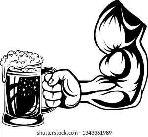 Arm Raised Up With Hand Holding Beer 