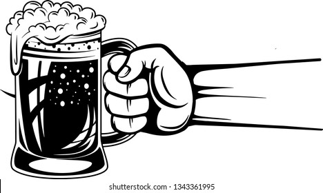 Arm Raised Up With Hand Holding Beer 