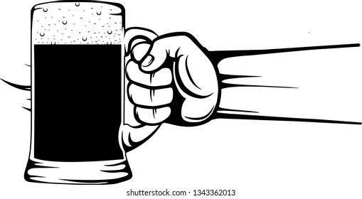 Arm Raised Up With Hand Holding Beer 