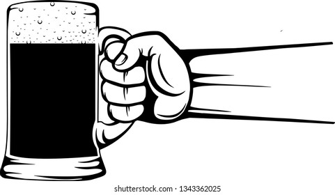 Arm Raised Up With Hand Holding Beer 