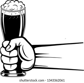 Arm Raised Up With Hand Holding Beer 