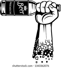 Arm Raised Up With Hand Holding Beer 