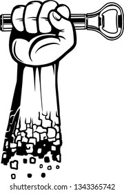 Arm Raised Up With Hand Holding Bottle Opener