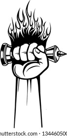 Arm Raised Up With Hand Holding Chess Piece 