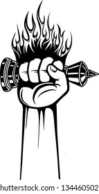 Arm Raised Up With Hand Holding Chess Piece 