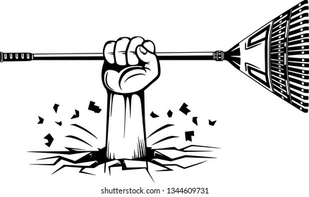 Arm Raised Up With Hand Holding Gardening Tool