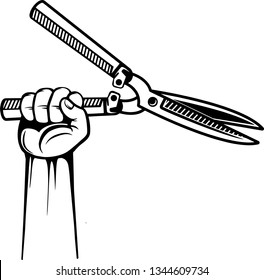 Arm Raised Up With Hand Holding Gardening Tool