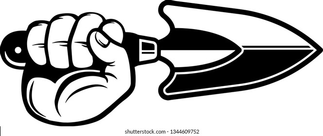 Arm Raised Up With Hand Holding Gardening Tool