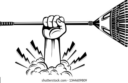 Arm Raised Up With Hand Holding Gardening Tool
