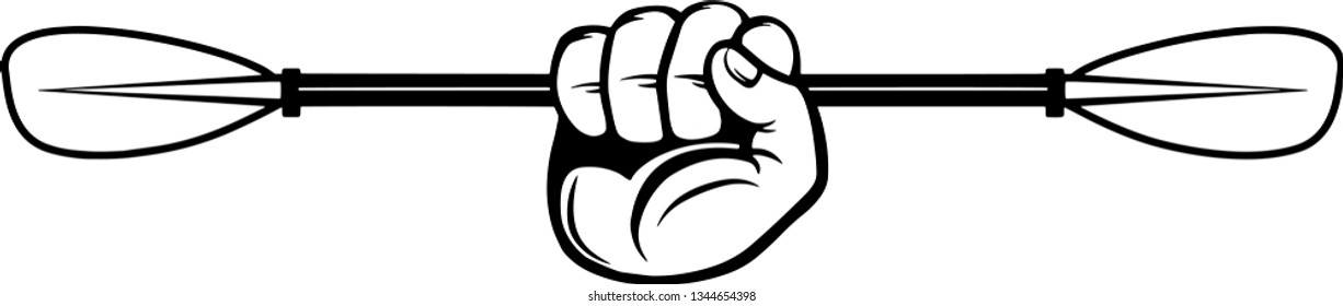Arm Raised Up With Hand Holding Kayaking Paddle Canoeing Ore
