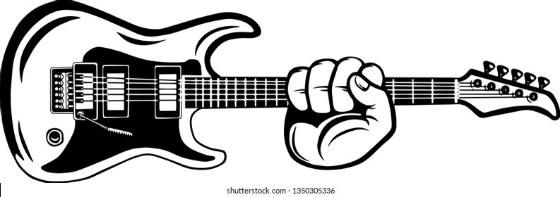Arm Raised Up With Hand Holding Musical Instrument Electric Guitar
