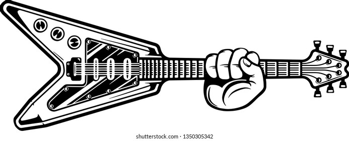 Arm Raised Up With Hand Holding Musical Instrument Electric Guitar
