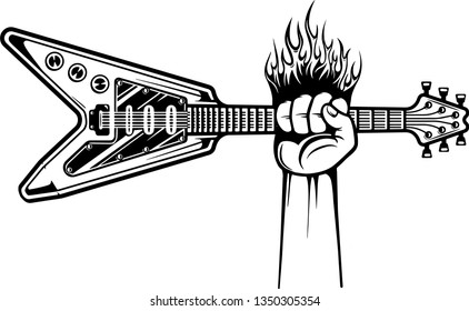 Arm Raised Up With Hand Holding Musical Instrument Electric Guitar
