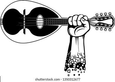 Arm Raised Up With Hand Holding Musical Instrument Mandolin