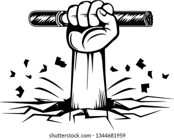 Arm Raised Hand Holding Tobacco Cigar Stock Vector (Royalty Free ...