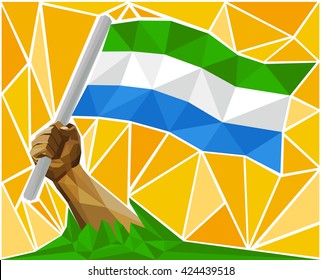 Arm Raising The Republic Of Sierra Leone National Flag