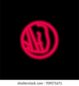 Arm red glowing neon ui ux icon. Glowing sign logo vector