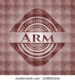 Arm red seamless polygonal badge.