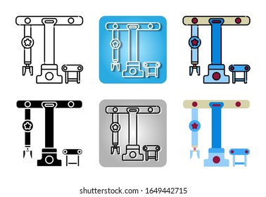 arm robot icon set isolated on white background for web design 