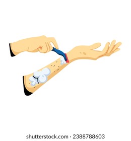 Arm shaving with razor, flat icon 