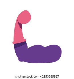 Arm showing strength with biceps semi flat color vector object. Workout. Full sized item on white. Training technique. Simple cartoon style illustration for web graphic design and animation
