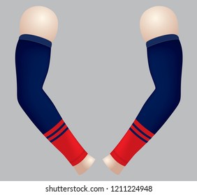 Arm Sleeve Design Navy-Red With Double Lines Vector