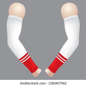 Arm Sleeve Design White-Red With Double Lines Vector
