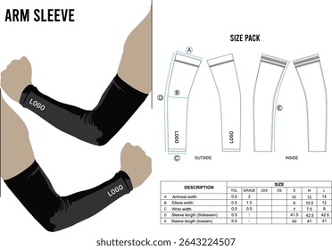 Arm Sleeve Mockup with Size Pack